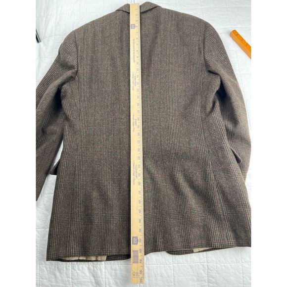 Vtg Jos A Bank 100% Wool Plaid Sport Coat Blazer 100% Camel Hair Lining 2 Button - Picture 11 of 11